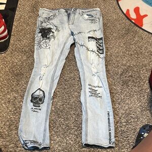 Rogue Light Blue Graphic Skinny Jeans